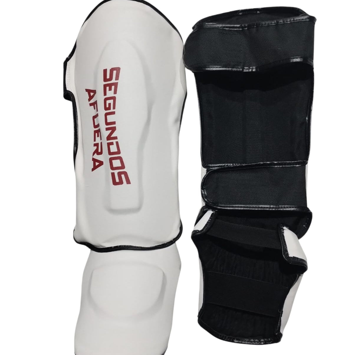 PROTECTOR DE TIBIA RIGIDO PROFESIONAL BLANCO Y ROJO