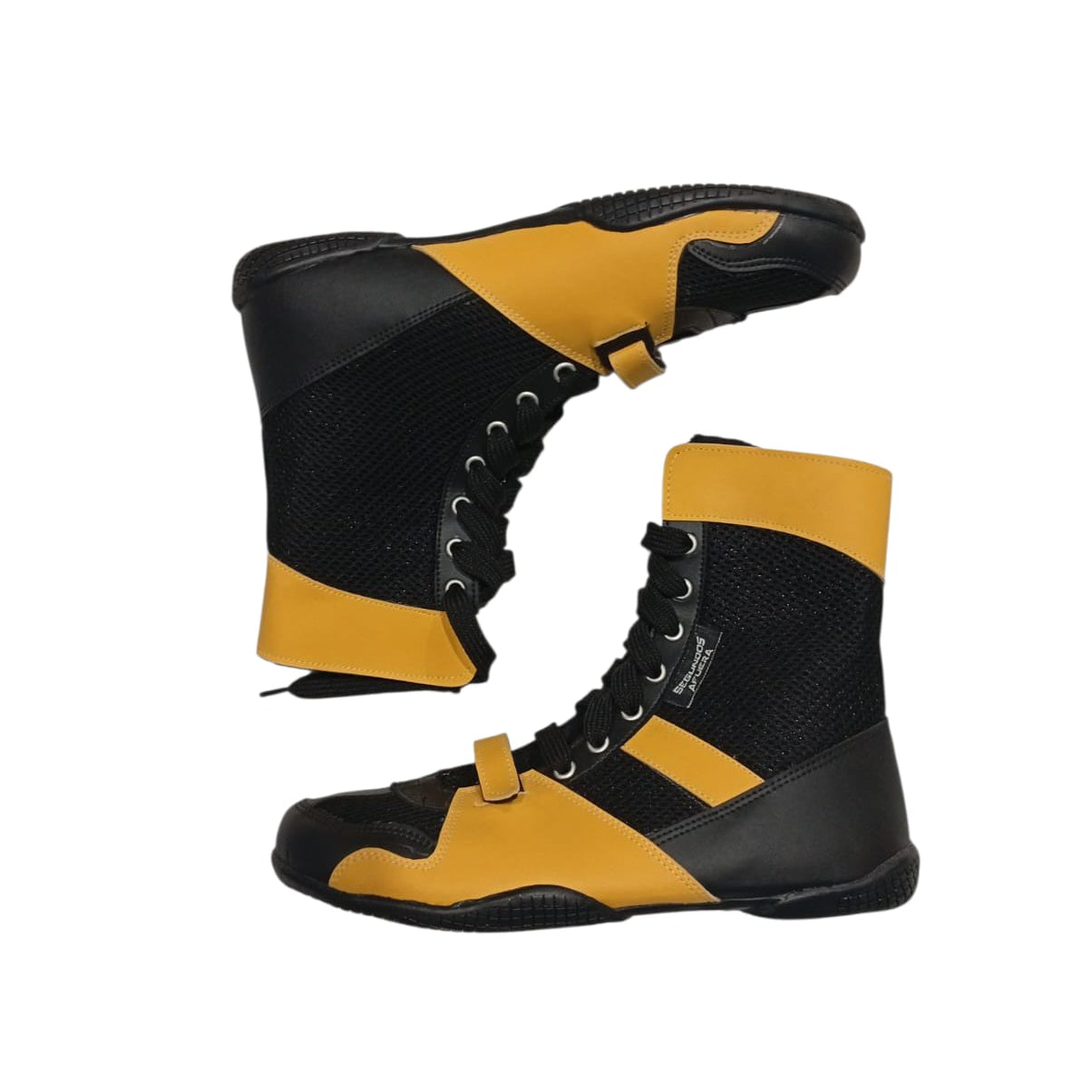 BOTA NEGRA CON AMARILLO