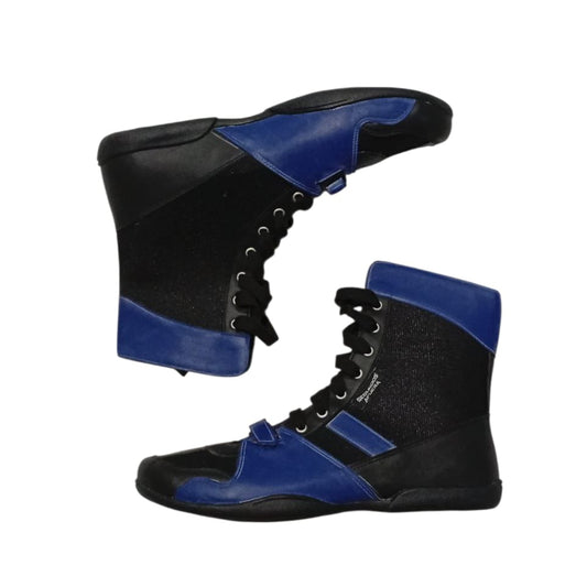 BOTA NEGRA CON AZUL