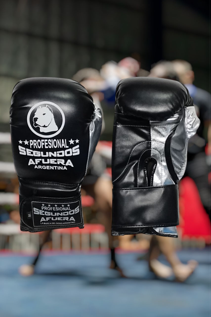 GUANTE PROFESIONAL NEGRO CON PLATEADO