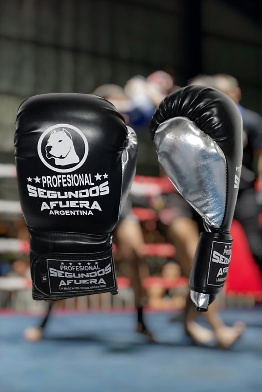 GUANTE PROFESIONAL NEGRO CON PLATEADO